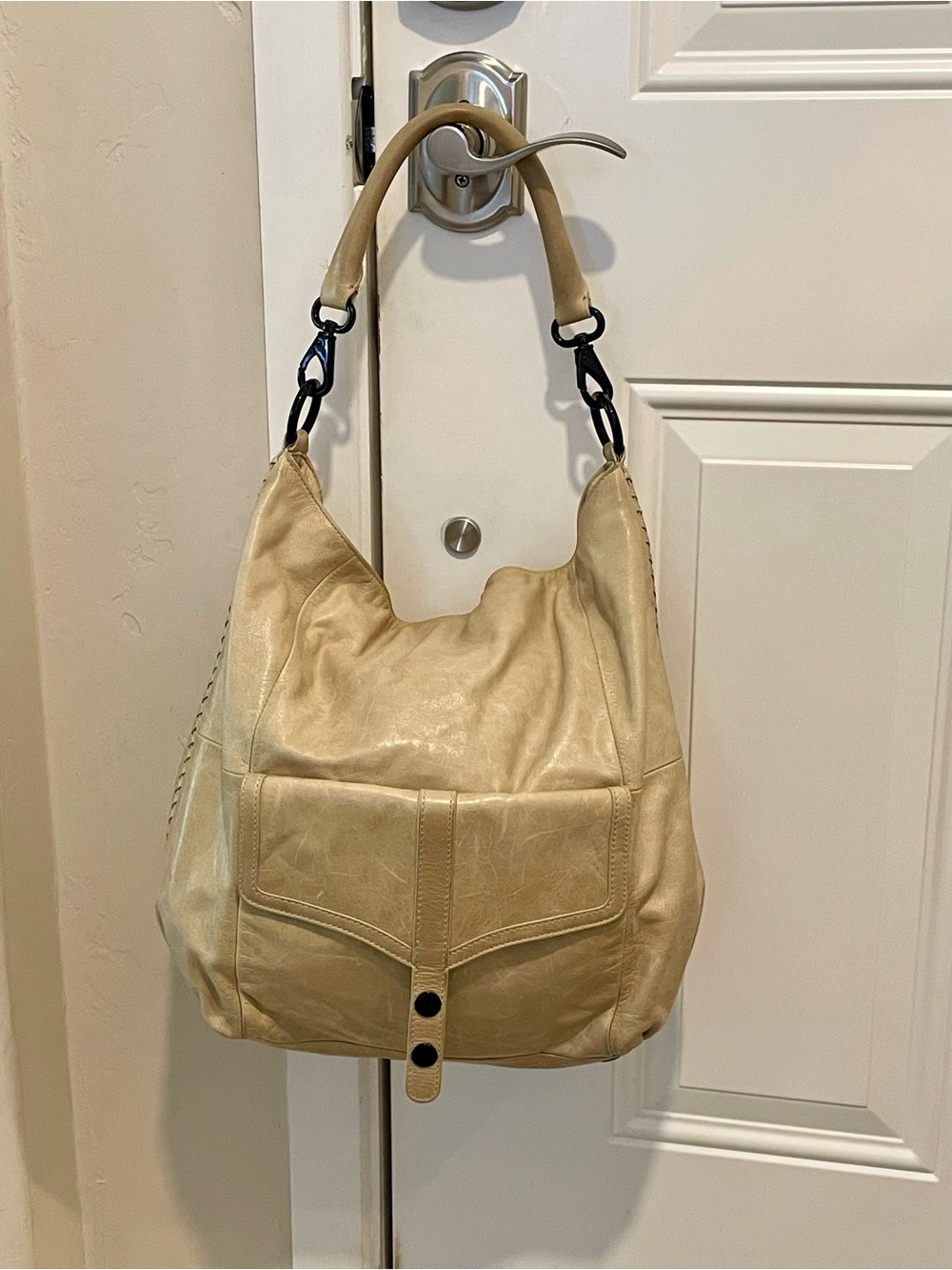 Rebecca Minkoff Cream Leather Hobo Shoulder Bag
